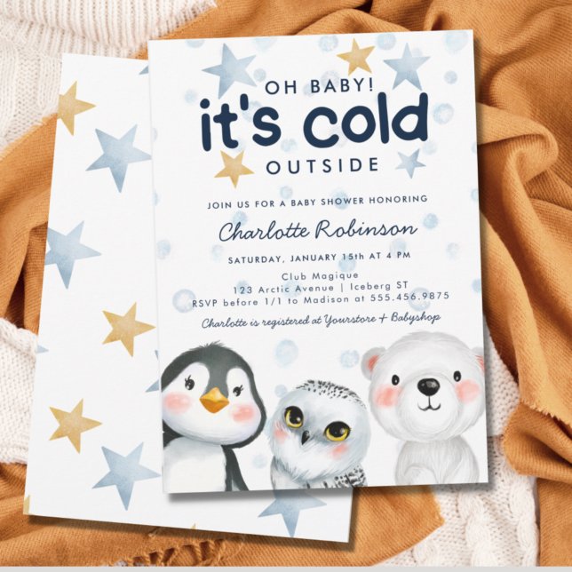 Winter It's Cold Outside Arctic Animal Baby Shower Invitation (Creator Uploaded)