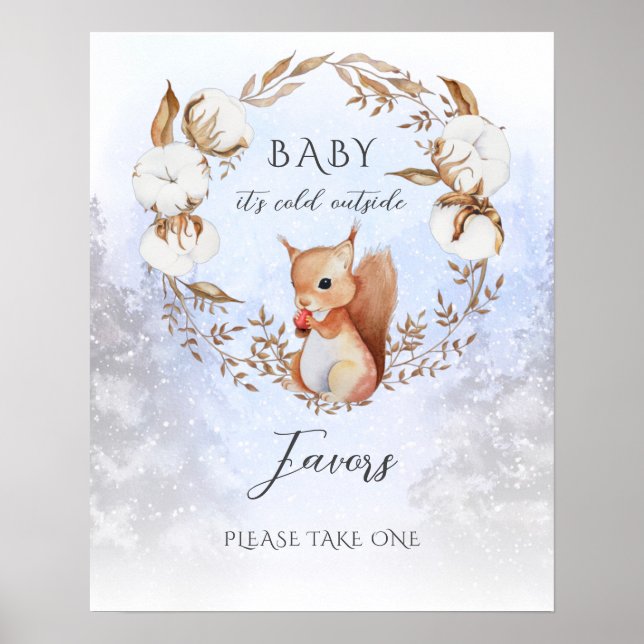 Winter It's Cold Outside Baby Shower Favors Poster (Front)