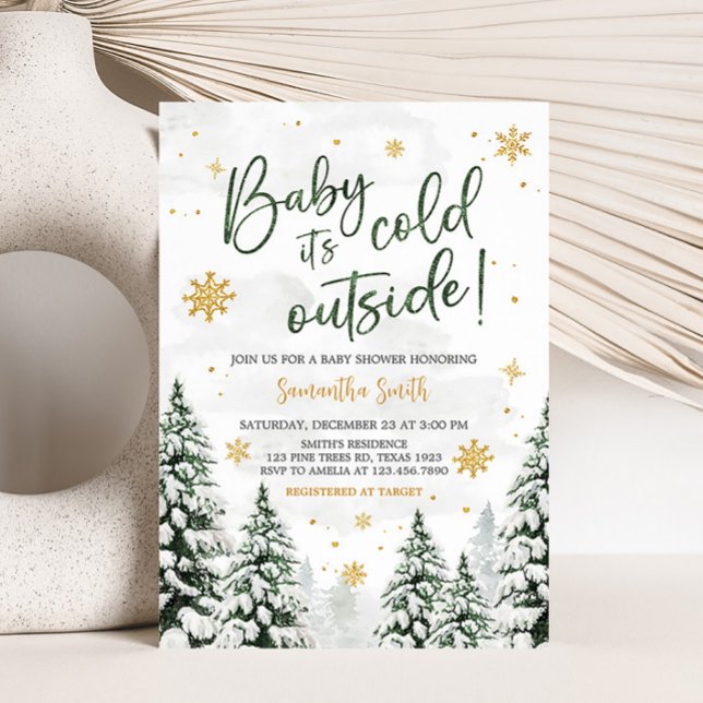 Winter It's Cold Outside Baby Shower Invitation (Gender Neutral Snowflake Baby Shower Invitation)