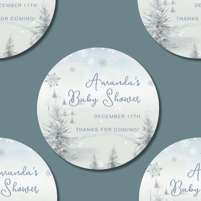 Winter Its Cold Outside Baby Shower Thank You   Classic Round Sticker (Creator Uploaded)