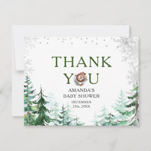 Winter It's Cold Outside Forest Hot Cocoa Snow Thank You Card