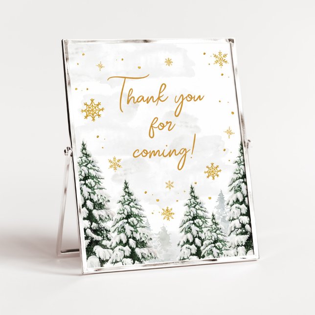 Winter It's Cold Outside Thank You for Coming Poster (Gender Neutral Snowflake Baby Shower Thank you for Coming Sign)