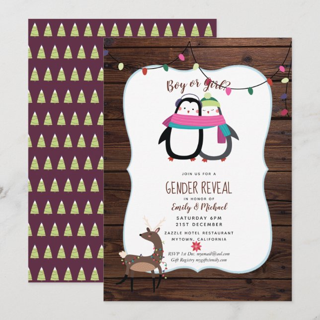 Winter Its TWINS Birth Announcement Invitations (Front/Back)