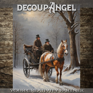 Winter Journey by Horse-Drawn Carriage - Decoupage Tissue Paper