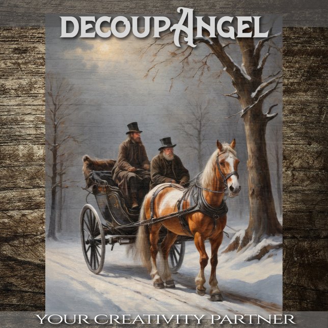 Winter Journey by Horse-Drawn Carriage - Decoupage Tissue Paper (Creator Uploaded)