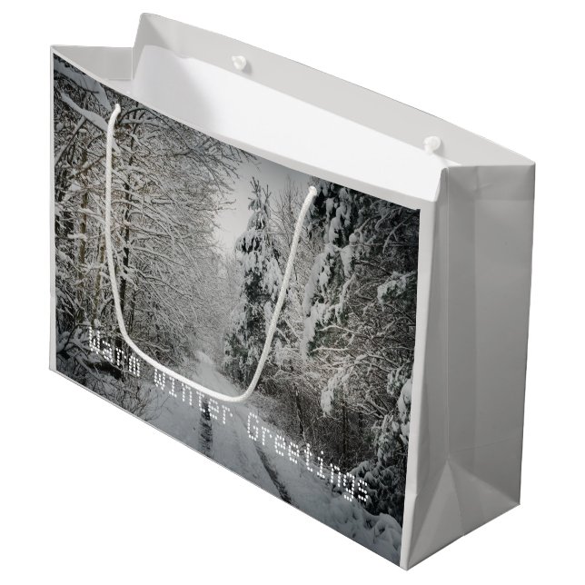 Winter journey through the woodland large gift bag (Front Angled)