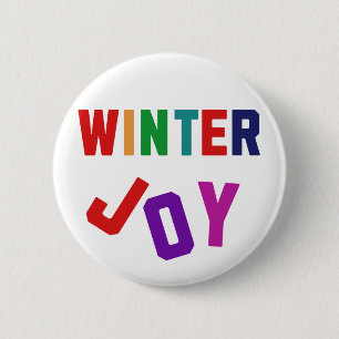 Winter Joy - Cosy Colourful Letters 6 Cm Round Badge