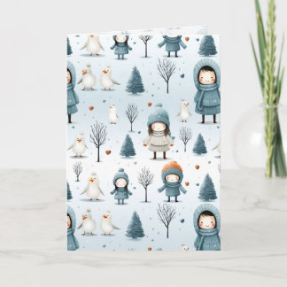 Winter Kids Playing Holiday Card