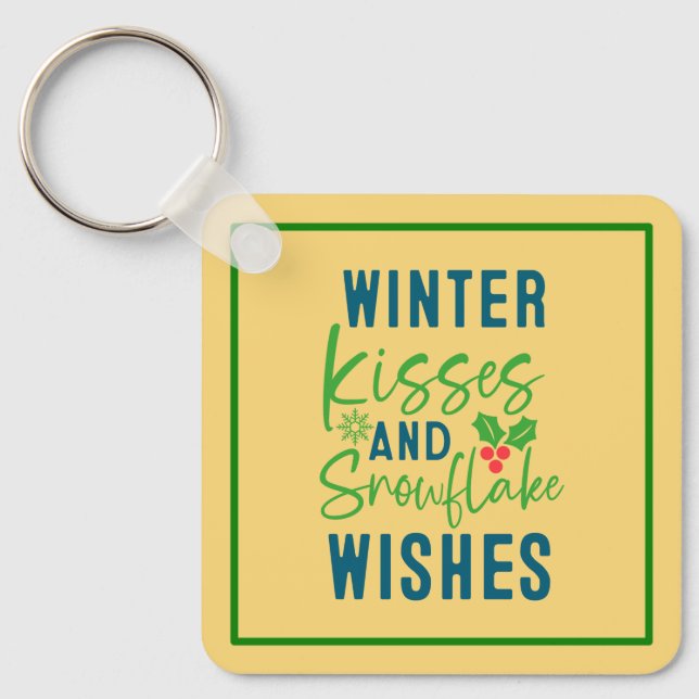 Winter Kisses And Snowflake Wishes-51963 Key Ring (Front)
