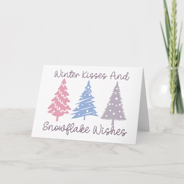 Winter Kisses and Snowflake Wishes Card (Front)