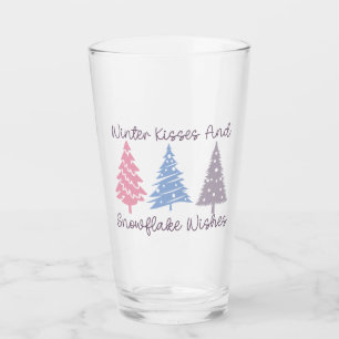 Winter Kisses and Snowflake Wishes Glass