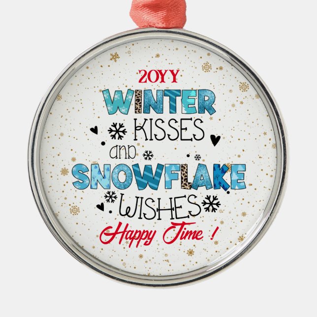 Winter Kisses Customise Metal Tree Decoration (Front)