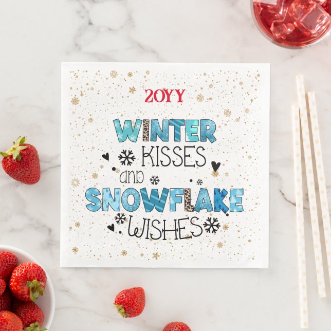 Winter Kisses Customise Napkin (Insitu)