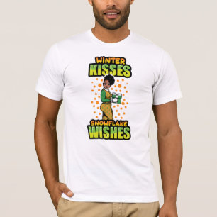 Winter Kisses Snowflake Wishes Black Woman Sista T-Shirt