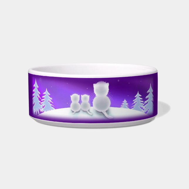 Winter Kitty Family Cat Food Bowl (Left)