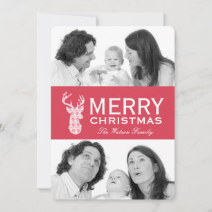 Winter Knit Christmas Reindeer Holiday Card