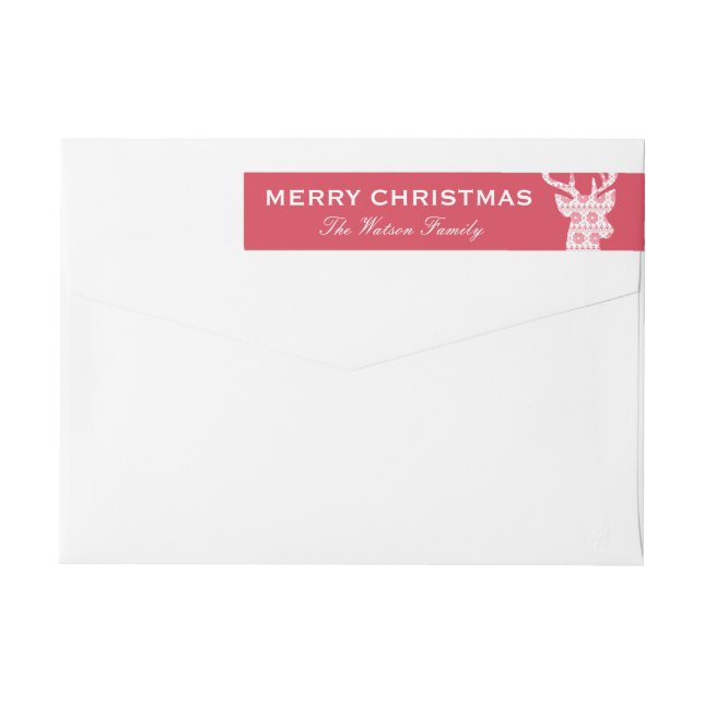 Winter Knit Christmas Reindeer Wrap Around Label (Back)