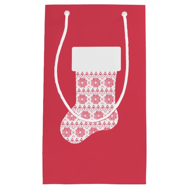 Winter Knit Christmas Stocking Gift Bag (Front)