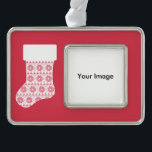 Winter Knit Christmas Stocking Ornament<br><div class="desc">The Winter Knit Christmas Stocking design was created by Aubergine and Purple using mixed media. This festive design includes a christmas stocking with a winter knit pattern. If you would like custom colours or design assistance,  feel free to contact me at aubergineandpurple@gmail.com.</div>