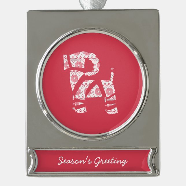 Winter Knit Christmas Yule Bock Ornament (Front)
