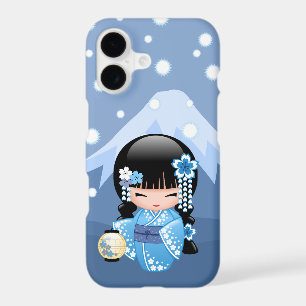 Winter Kokeshi Doll Blue Mountain Geisha Girl