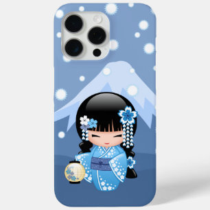 Winter Kokeshi Doll - Blue Mountain Geisha Girl iPhone 15 Pro Max Case