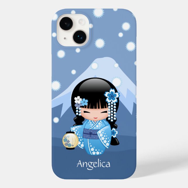Winter Kokeshi Doll - Blue Mountain Geisha Girl Case-Mate iPhone Case (Back)