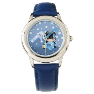 Winter Kokeshi Doll - Blue Mountain Geisha Girl Watch