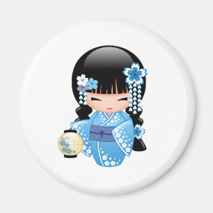 Winter Kokeshi Doll - Cute Japanese Geisha Girl Magnet