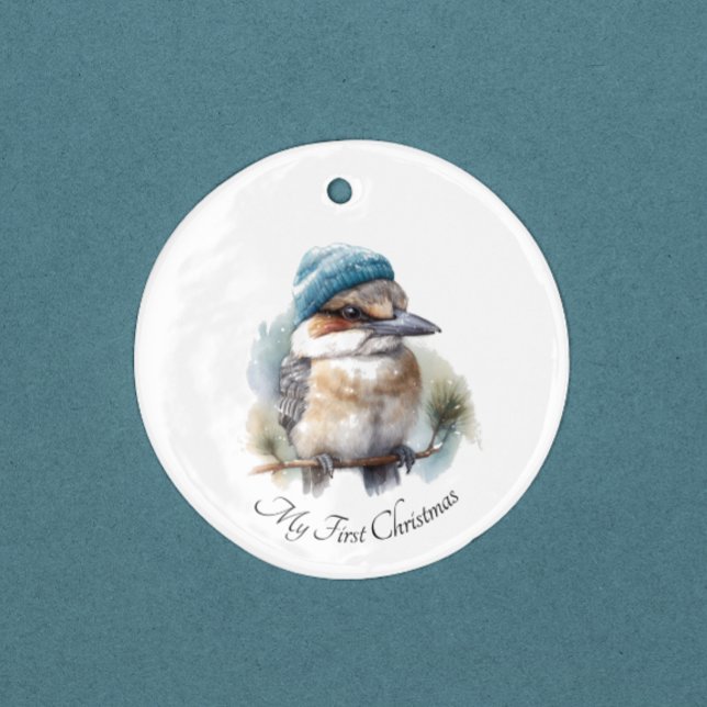 Winter Kookaburra Wishes, custom Ceramic Tree Decoration (Creator Uploaded)