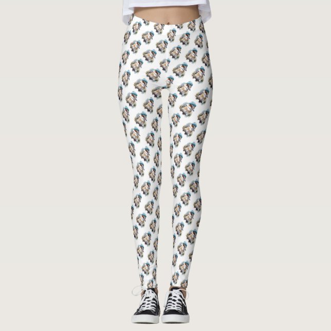 Winter Kookaburra Wishes, custom Leggings (Front)