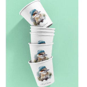 Winter Kookaburra Wishes, custom Paper Cups