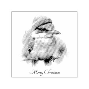 Winter Kookaburra Wishes, custom Self-inking Stamp