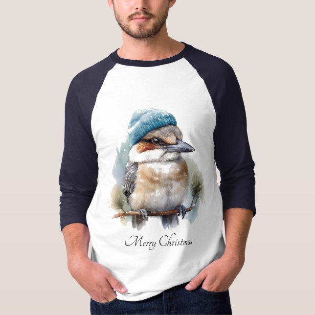 Winter Kookaburra Wishes, custom T-Shirt (Front)