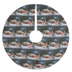 Winter Labrador Caravan Christmas Adventure Brushed Polyester Tree Skirt