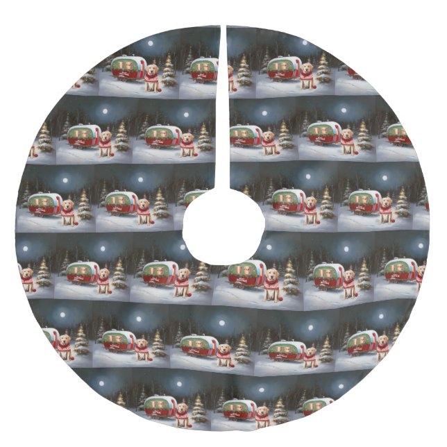 Winter Labrador Caravan Christmas Adventure Brushed Polyester Tree Skirt (Front)