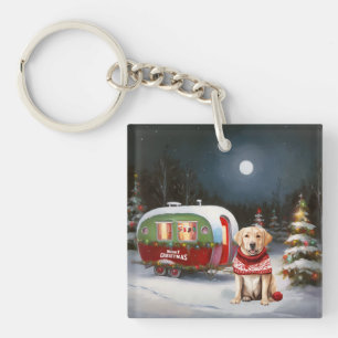 Winter Labrador Caravan Christmas Adventure Key Ring
