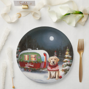 Winter Labrador Caravan Christmas Adventure Paper Plate