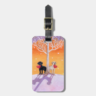Winter Labradors Painting Luggage Tag