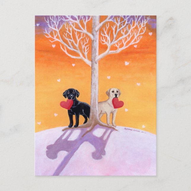 Winter Labradors Painting Postcard (Front)