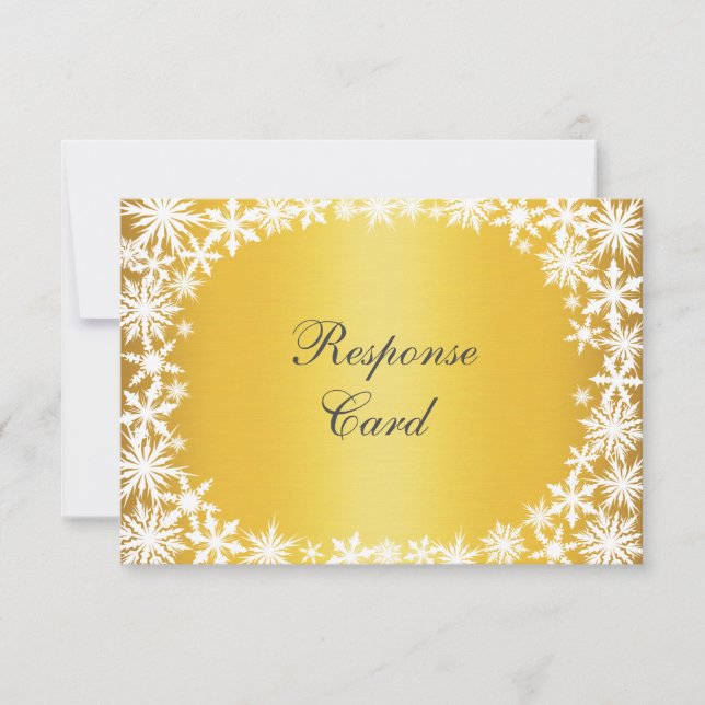 Winter Lace on Gold RSVP Card (Front)