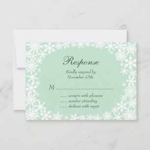 Winter Lace on Mint RSVP Card