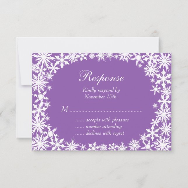 Winter Lace on Purple RSVP (Front)
