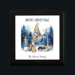 Winter Lady Gnome Blue Forest Merry Christmas Gift Box<br><div class="desc">Winter Lady Gnome Blue Forest Merry Christmas gift box - Unique Design, Watercolor Illustration, Customisable Name, and More. The Winter Lady Gnome Blue Forest Merry Christmas gift box is the perfect solution for spreading holiday cheer. This unique gift box boasts a charming lady gnome seated on a branch, surrounded by...</div>