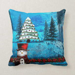 Winter Lake Christmas Folk Decor Cushion
