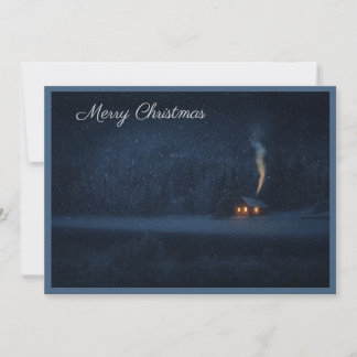 Winter Lakeside Cabin Holiday Card