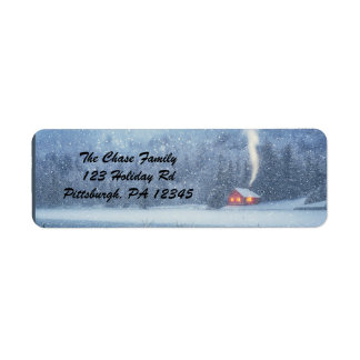 Winter Lakeside Cabin return address