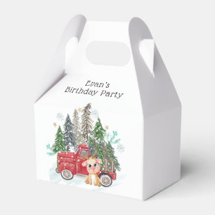 Winter land Truck and Baby Rudolph Birthday Party Favour Box