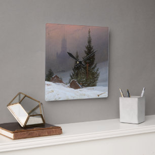 Winter Landscape, 1811 by Caspar David Friedrich Square Wall Clock