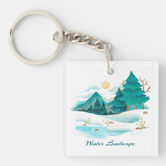 Winter Landscape Acrylic Keychain (Front)